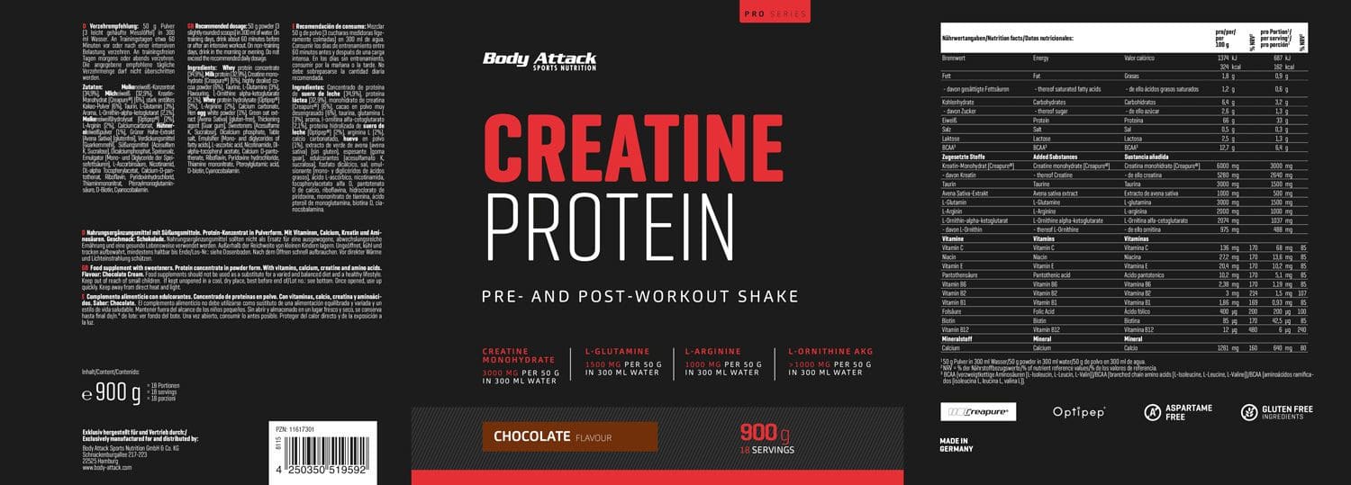 Schnellere Erfolge beim Muskelaufbau und mehr Power im Training! Im Test: Creatine Protein von Body Attack